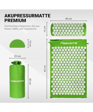 Acupressmate Premium Acupressure Set - Mat Pillow & App for Tension Relief | 100% Cotton Linden Green - Buy Online on GoSupps.com