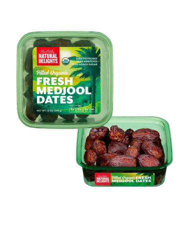 Natural Delights Medjool Dates  Large & Plump USDA Certified Organic Pitted Dates Medjool, Non-GMO Verified, Good Source of Fiber, Naturally Sweet Fruit Snack, Perfect for On-the-Go - Organic Medjool Dates Pitted, 12 oz C - Buy Online on GoSupps.com