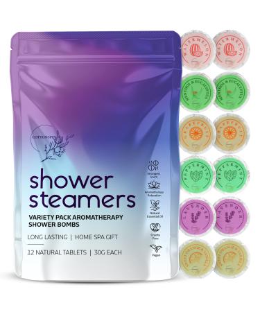 Shower Steamers Aromatherapy - Variety Pack of 12 Shower Bombs Gift Set with Essential Oils. Bath Bombs for Women and Men. Ideal For Any Occasion Self Care and Relaxation Spa Gifts for Women and Men