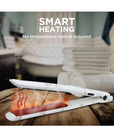 Herstyler White Velvet Marble Flat Iron - Ceramic Hair Straightener - Travel-Friendly 1 Inch Dual Voltage Styling Tool - Buy Online on GoSupps.com