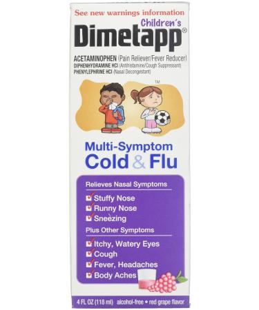 Dimetapp Children's Multi-Symptom Cold Flu Liquid Red Grape Flavor - 4 oz