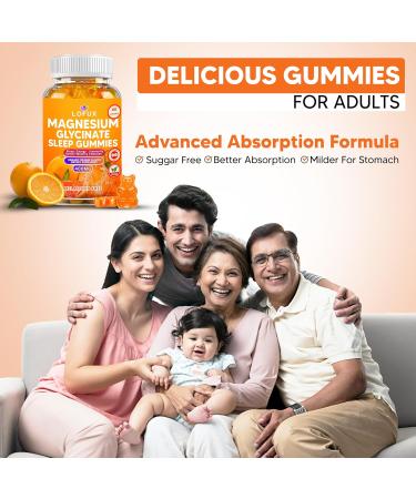 Lofux Magnesium Glycinate Gummies 400mg Sugar Free Magnesium Gummies for Adults Women Men Chewable Supplement Gummy with L-Threonate Vitamin D B6 CoQ10 - for Calm Sleep Body Relaxation 120 Ct - Buy Online on GoSupps.com