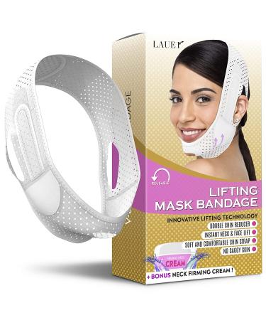 Lauer Cosmetic Double Chin Reducer Strap & V Line Lifting Mask Set - Neck Firming Cream for Slimming Face Contour - Chin Up Patch - White - Buy Online on GoSupps.com