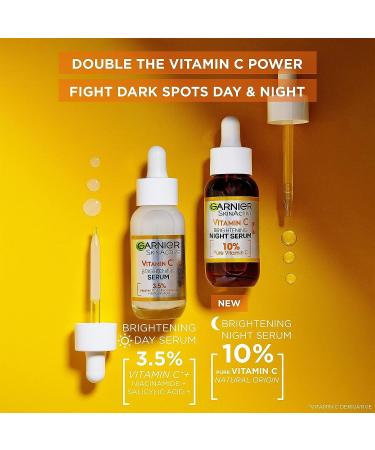 Garnier Anti Dark Spot Night Serum - 10% Vitamin C & Hyaluronic Acid Vegan & Cruelty-Free 30 ml for All Skin Types - Buy Online on GoSupps.com