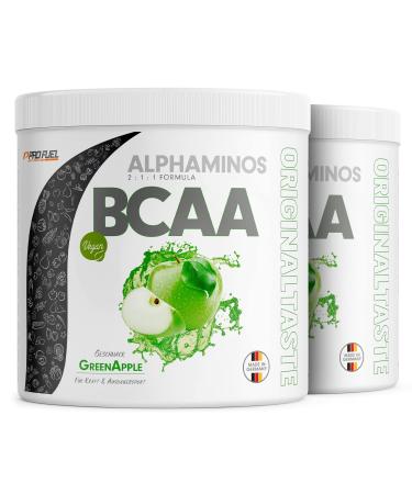 BCAA powder 2x300g green apple - test winner - Alphaminos BCAA 2: 1: 1 - The original from Profuel - Essential BCAA amino acids - unbelievable delicious taste - 100% vegan - Top solubility green apple 300 g (2 Pack)
