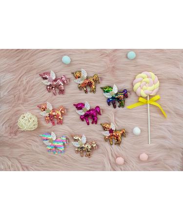 Summer Crystal Unicorn Alligator Hair Clips for Women and Girls - Set of 4 Sequins MHHP Clips for Birthday, Daily, Holiday Party - Perfect Gift Idea - Buy Online on GoSupps.com