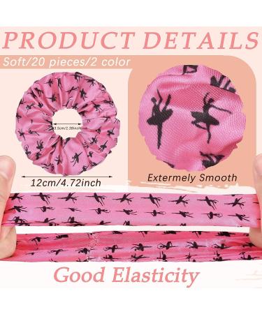 20 Pieces Girls Dance Hair Scrunchies - Ballet Pattern White Pink Hair Ties for Gymnastics & Dance Accessories - Buy Online on GoSupps.com
