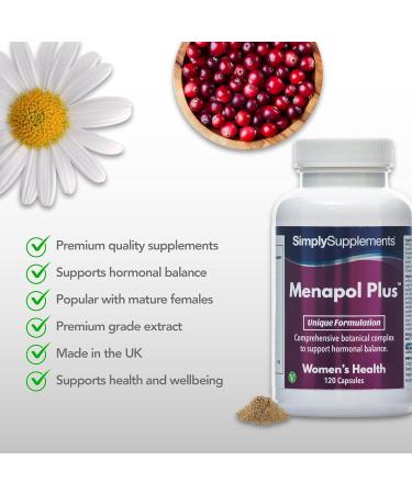 Menapol Plus Capsules for Hormonal Balance | SOYA Isoflavones Siberian Ginseng & Red Clover | 120 Capsules | UK Made - Buy Online on GoSupps.com