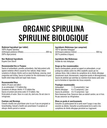Gandalf Certified Organic Spirulina Tablets Ultra Pure Blue-Green Algae Certified 3rd Party Tested Canada s Most Trusted Brand Vegan 600 mg 150 tablets - Buy Online on GoSupps.com
