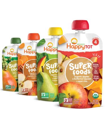 Happy Tot Organics Super Foods Stage 4 Super Foods Variety Pack 4.22 Ounce Pouch (Pack of 16) packaging may vary