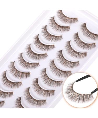 Geeneiya 13mm Short Brown Wispy Mink Lashes - 10 Pairs 3D Colored False Eyelashes for Natural Look - Buy Online on GoSupps.com