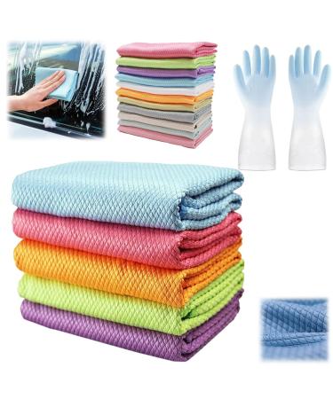 LXINYE Streak-Free Miracle Cleaning Cloths - Reusable Probablei Fish Scale Cleaning Cloth Probable Cleaning Cloth Multipurpose Cleaning Cloth for Glass Dishes Mirrors (5pcs 11.8 * 15.75in) 5pcs 11.8*15.75in
