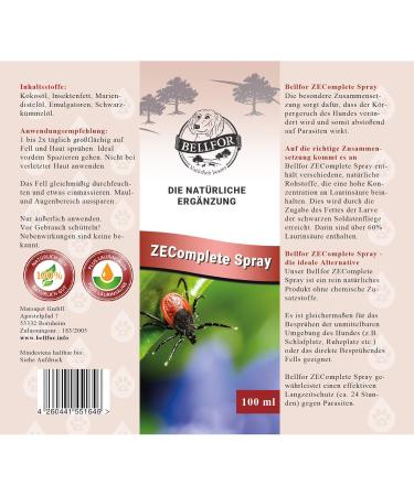 Bellfor Anti-Tick Spray for Dogs | Plant-Based Zecomplete Tick Protection (100ml) - Effective Against Ticks & Parasites | International Shipping Available - Buy Online on GoSupps.com