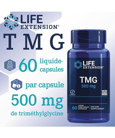 Life Extension TMG 500mg 60 Vegan Liquid Capsules Gluten Free Soy Free Vegetarian - Buy Online on GoSupps.com