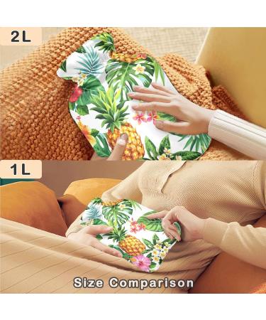 Naanle Palm Leaf Flowers Pineapple Water Bottle - 1L Transparent Hot Water Bottle for Pain Relief & Heat Therapy - Buy Online on GoSupps.com