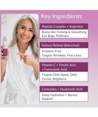 LeVaye Strateva RX Advanced Anti-Aging Serum Vitamin C Niacinamide Natural Retinol Hyaluronic Acid & Peptides Targets Wrinkles Fine Lines Dark Spots Dark Circles & Enlarged Pores - Buy Online on GoSupps.com