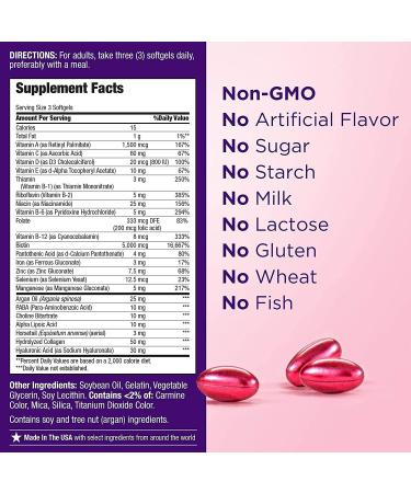 Nature's Bounty Hair Skin & Nails Softgels - Argan-Infused Vitamin Supplement for Women - 150 Count (Pack of 2) - Buy Online on GoSupps.com