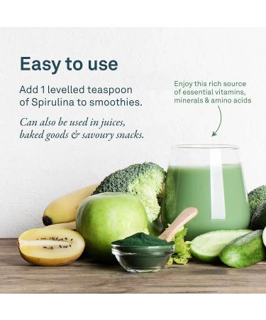 Organika Certified Organic Spirulina Powder- Superfood 3rd Party Tested Pristine Sourcing & Enhanced Collagen Peptides Protein Powder For Healthy Hair Skin Nails Joints 500 g (Pack of 1) Powder+ Collagen Peptides - Buy Online on GoSupps.com