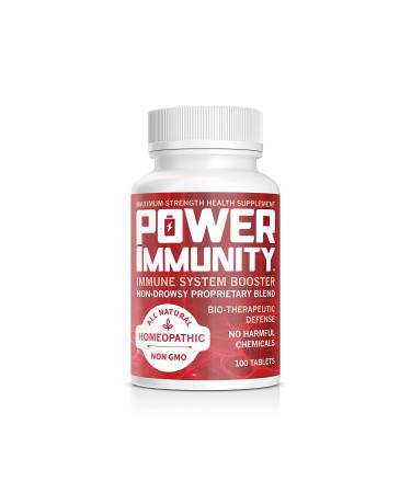 Power Immunity Homeopathic Immune System Booster, Maximum Strength Health Supplement with Pokeweed, Spurge Olive and Bulbous Buttercup, All Natural, Non GMO, 100 Tablets