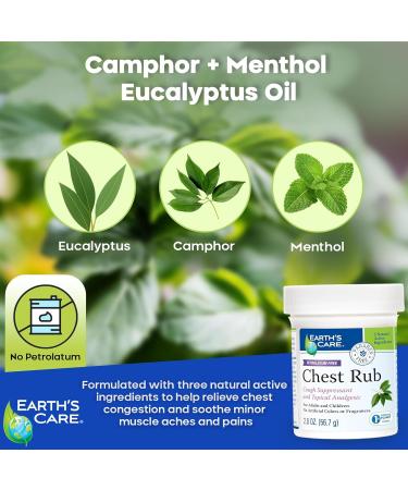 Earth's Care Petrolatum Free Chest Rub Cough Suppressant and Topical Analgesic 2.0 OZ - Buy Online on GoSupps.com