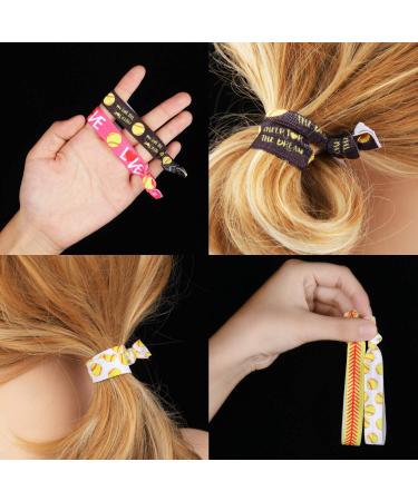 Softball Hair Ties - 32 Pieces Baseball Accessories for Women & Girls | Elastic Ribbon Sports Hair Accessories (Style 1) - Buy Online on GoSupps.com