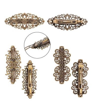 Vintage Flower Hair Barrettes Set - 6 Piece Retro French Hair Clips for Women and Girls - Buy Online on GoSupps.com