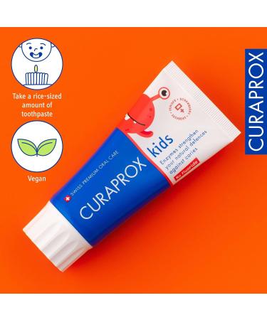 Curaprox Kids Erdbeere ohne Fluorid Zahnpasta f r Kinder von 2-6 Jahren mit mildem Geschmack von Erdbeere Fluoridfrei RDA 40 Rot 60 ml - Buy Online on GoSupps.com