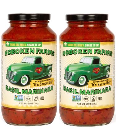 Hoboken Farms Basil Marinara Gourmet Sauce - No Sugar Added, Non GMO Project Verified, Kosher, Vegan, Plant Based, Keto & Paleo Friendly (2-Pack) - Buy Online on GoSupps.com