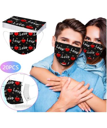 Disposable Face Bandana Valentine's Day Face Bandana Heart Shaped Design 3Ply Breathable Anti-Dust Facial Pro-tection 20PCS 1117-1 - Buy Online on GoSupps.com