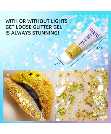 Prreal Body Glitter Gel 50ml - Long-Lasting Mermaid Sequins Chunky Glitter for Festivals & Parties - Makeup Essential #Gold - Buy Online on GoSupps.com