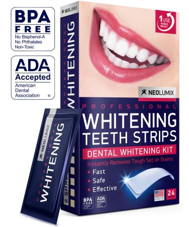 Teeth Whitening Strips - for Sensitive Teeth - 24 Pack Professional Kit - Dental Strip Set for White Smile - Formulated in USA - Fast, Safe & Effective - Removes Coffee, Tea Smoking & Wine Stains Transparent