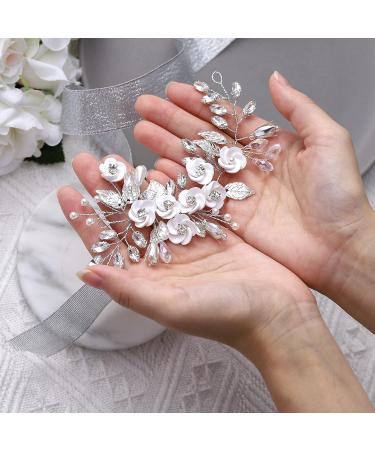Crystal Flower Vine Wedding Hair Piece - Silver Bridal Headpiece for Women and Girls - Buy Online on GoSupps.com