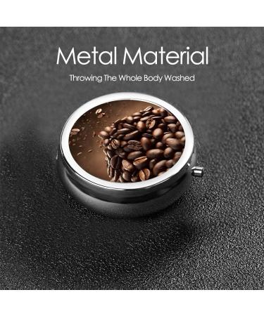 Coffee Beans Printed Mini Round Pill Box | 3 Compartment Travel Organizer | Portable Medicine Case for Home & Office - Buy Online on GoSupps.com