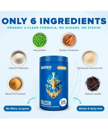 BIRDMAN Falcon Organic Vegan Protein Powder - Vanilla - 20 Servings - Buy Online on GoSupps.com