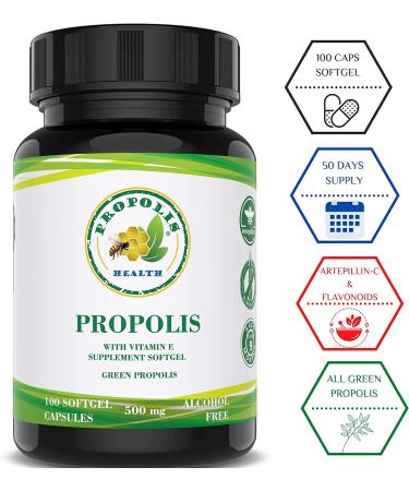 Brazilian Bee Propolis Softgel 1000mg Immune Booster & Antioxidant Supplement | All Natural Allergy Relief - 50 Days Supply - Buy Online on GoSupps.com