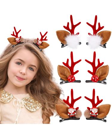 3 Pairs Christmas Hairpin Cute Reindeer Antlers Hair Clips Cosplay Hair Pins Christmas Hair Barrettes Holiday Hair Clips for Girls Women (3 Styles)