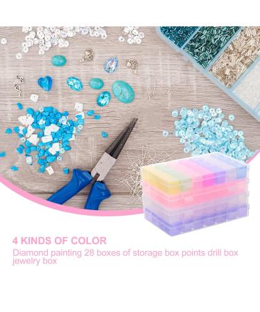 Exceart 4pcs Diamond Pearl Box - 28 Grids Gemstone Organizer for Diamond Painting Handicrafts & Bead Storage - Stackable Display Container - Buy Online on GoSupps.com