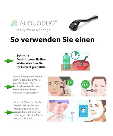 Auduoduo Dermaroller 0.75mm | Micro Needling Roller with Real Silver Needles | Seamless Premier Kit for Facial Rejuvenation - Buy Online on GoSupps.com