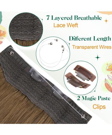 Easyouth Brown Wire Hair Extensions | 14 Inch Medium Brown Human Hair Fish Line Extensions | 70g 1-Wire #4 - Buy Online on GoSupps.com