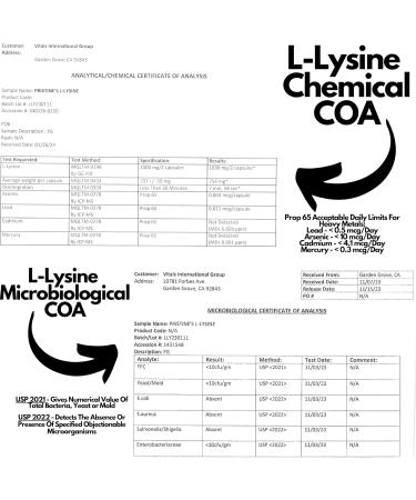 PRISTINE S L Lysine 1000MG | Vegan Amino Acid for Lip & Gum Health Immunity & Muscle Support | 30-Day Supply - Gluten Free - Buy Online on GoSupps.com