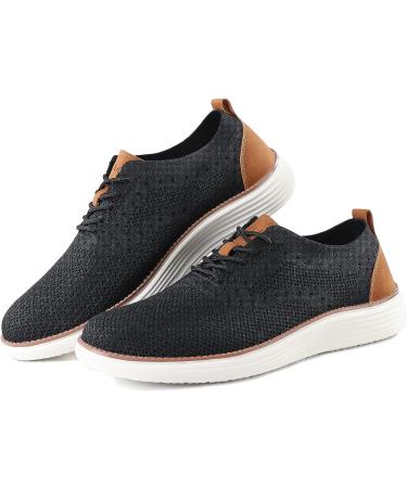 VILOCY Men's Mesh Dress Sneakers Oxfords Business Casual Shoes 7.5 Black - Stylish and Comfortable Business Shoes for Men - Buy Online on GoSupps.com