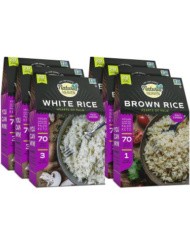 Natural Heaven Rice Sampler, Hearts of Palm Rice, Brown Rice, White Rice, Gluten Free, Vegan, Low Carb Rice for a Keto Snack or Healthy Food Meal, 6 Pack  9 Oz Ea