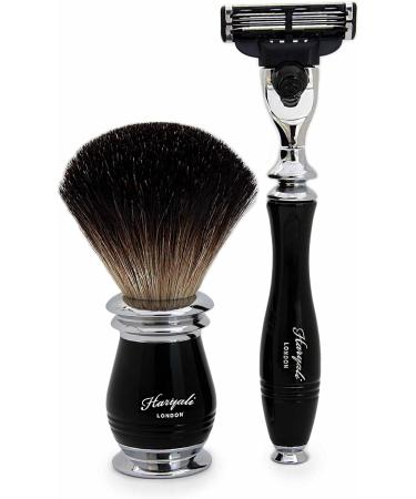 Haryali London Men's 3-Blade Razor & Black Badger Hair Shaving Set | Perfect Gift for Men - Buy Online Worldwide - Buy Online on GoSupps.com