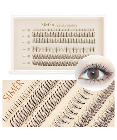SIMER 4 Types Individual Lashes 220 Clusters Lashes Natural Look 6-11mm Eyelash Extension Kit with Fishtail Lash & A Type False Eyelashes & Bottom Lashes for Make Up DIY 4types-natural-220 clusters