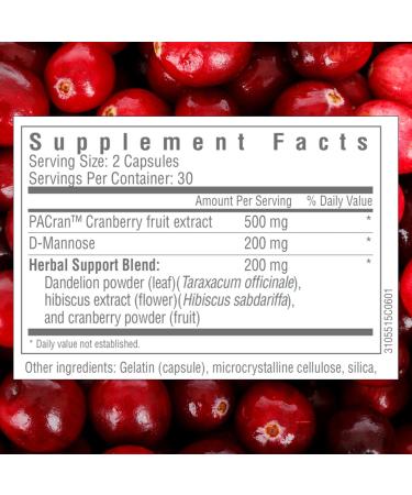 Consult Beaute Right Tract - PACran Natural Cranberry Fruit Supplement for UTI Avoidance and Relief Urinary Tract and Bladder Health - Clinically Studied Ingredients - D-Mannose Pills - 60 Count - Buy Online on GoSupps.com