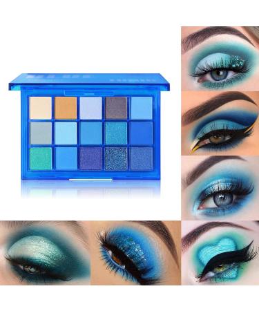 UCANBE Bright Neon Eyeshadow Makeup Palette High Pigmented Eyes Shadow Colorful Vibrant Creamy Make Up Pallets Kit 15 Shades - Blue Tonic - Buy Online on GoSupps.com