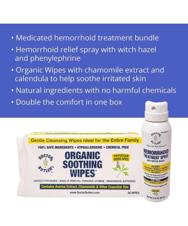 Dr. Butler's Natural Wipes & Hemorrhoid Spray Bundle: Itch Relief & Swelling Treatment - Buy Online on GoSupps.com