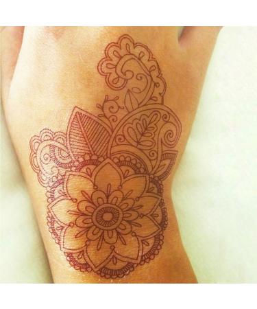 Adecco LLC 6 Sheets Flower Temporary Henna Tattoos - Fashion Flash Women Waterproof Red Ink Body Art Stickers - Buy Online on GoSupps.com