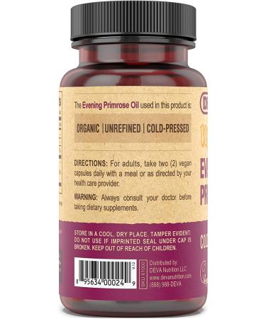 Deva Vegan Evening Primrose Oil - 90 Premium Vegan Capsules for Skin & Hormonal Balance - Buy Online on GoSupps.com