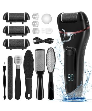 Electric Callus Remover for Feet 2 Speed Electric Foot File Rechargeable Foot Scrubber Pedicure kit for Cracked Heels and Dead Skin with 3 Roller Heads.